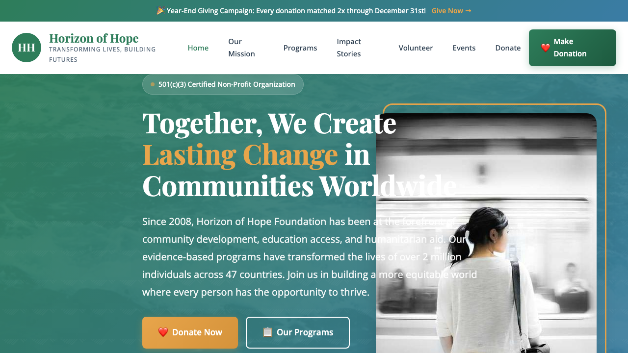 View Non Profit Charity page