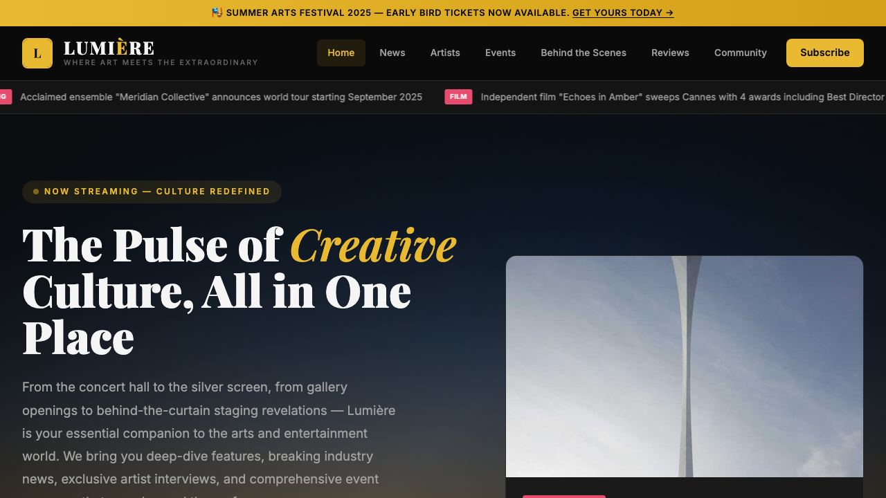 View Arts and Entertainment page