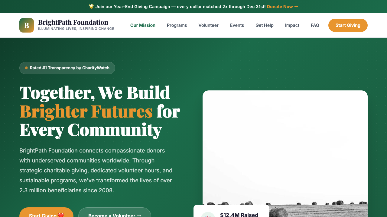 View Non Profit Charity page