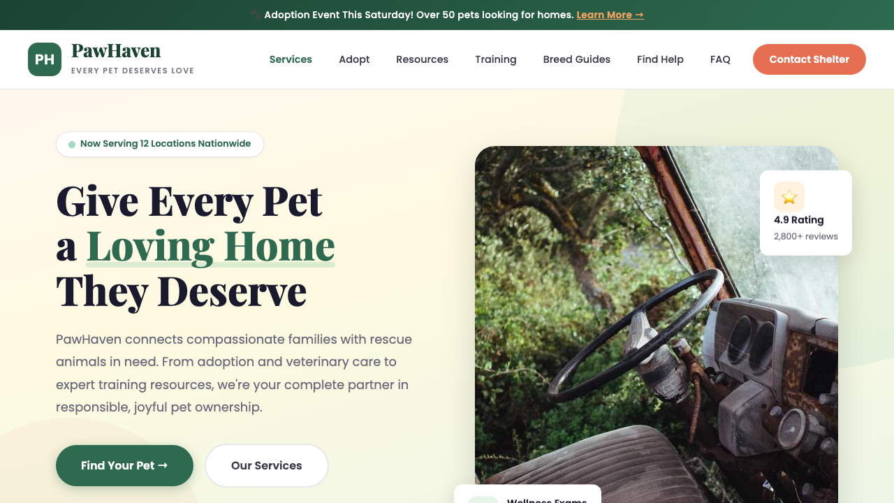 View Pets page