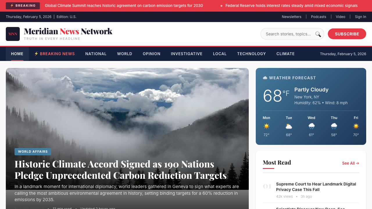 View News Weather Information page