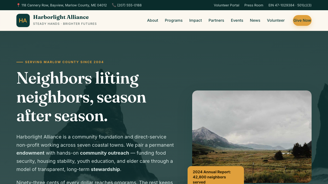 View Non Profit Charity page