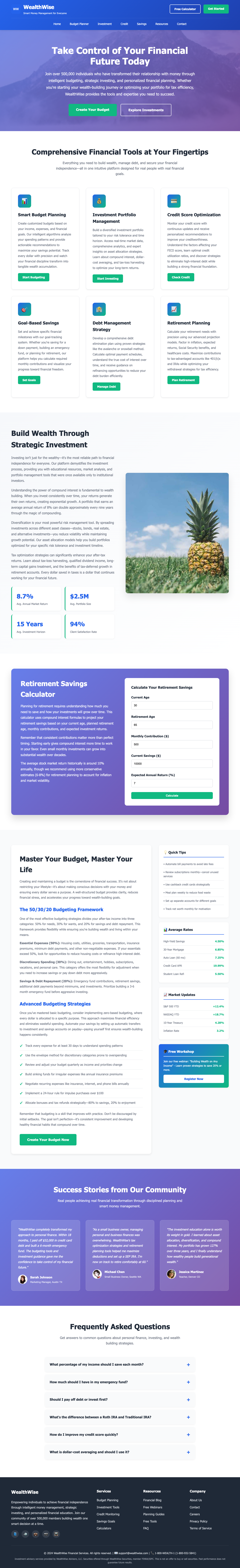 Personal Finance page with AIMAC score 4.8 (18 serious violations)
