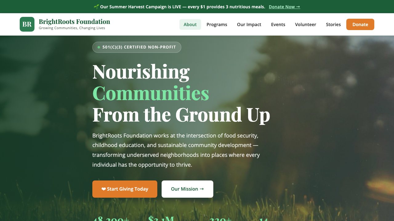 View Non Profit Charity page