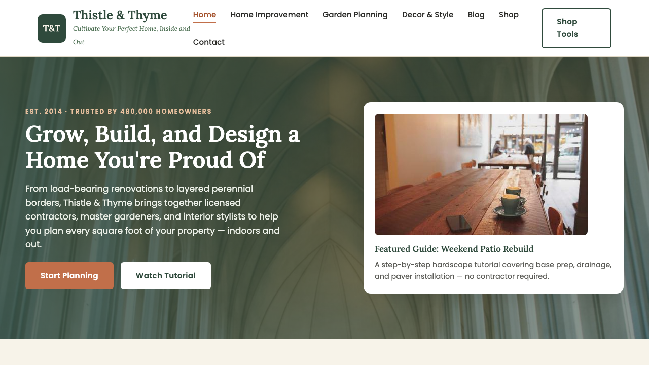 View Home and Garden page