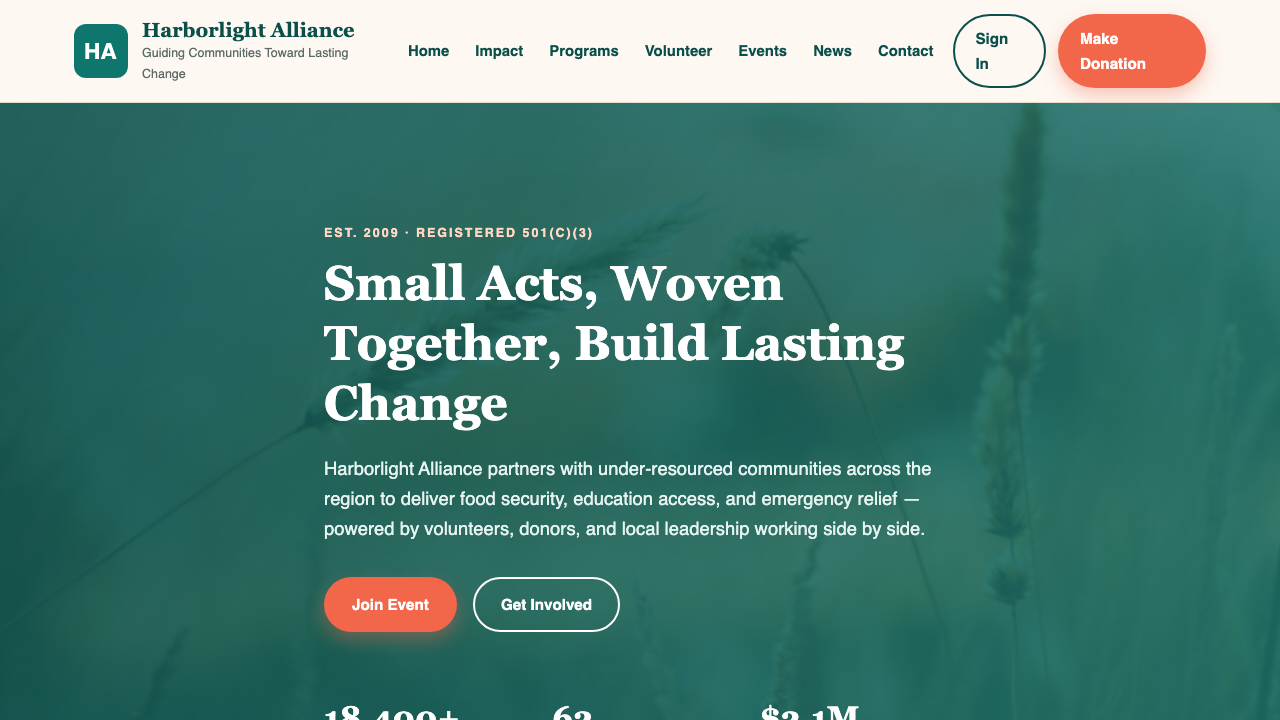 View Non Profit Charity page