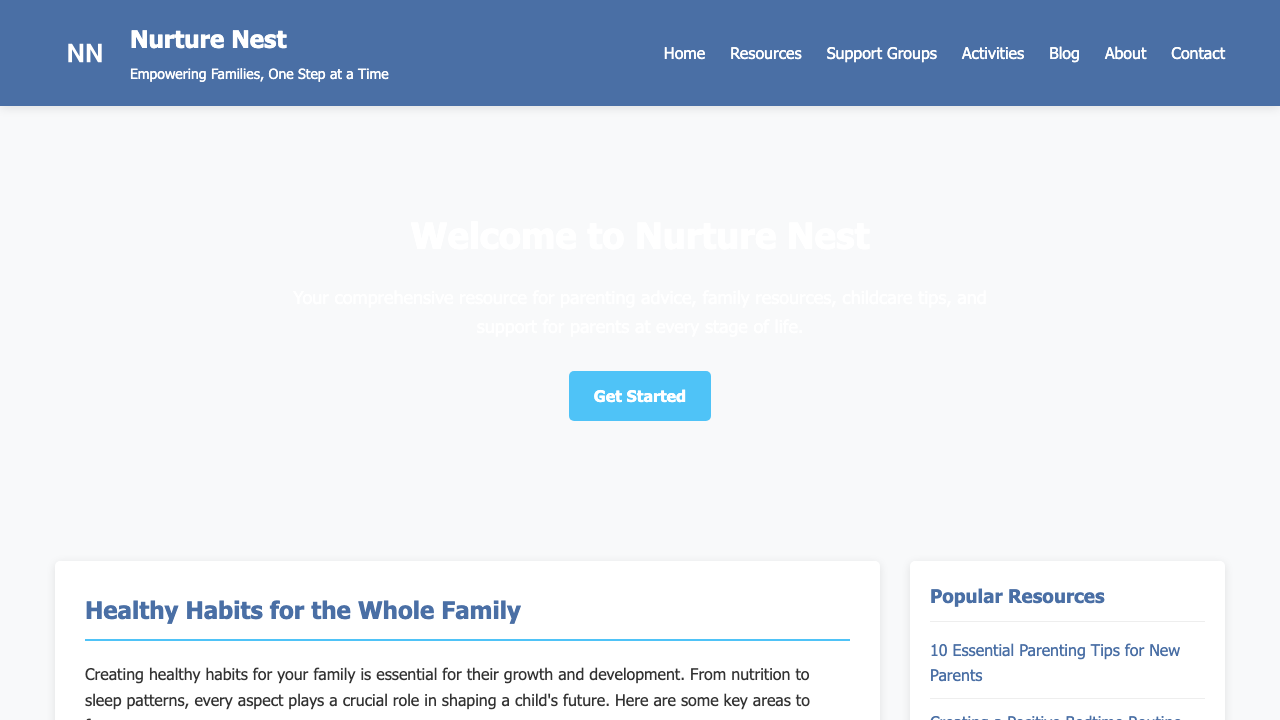 View Family and Parenting page