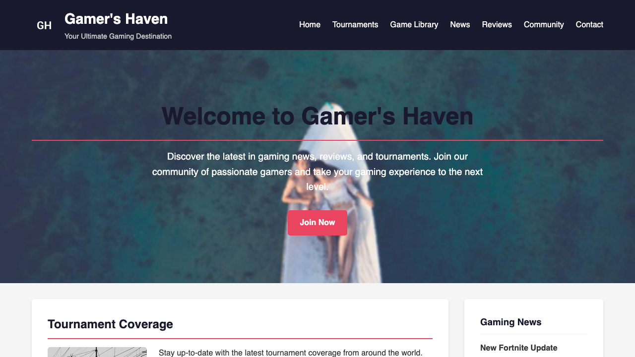 View Gaming page