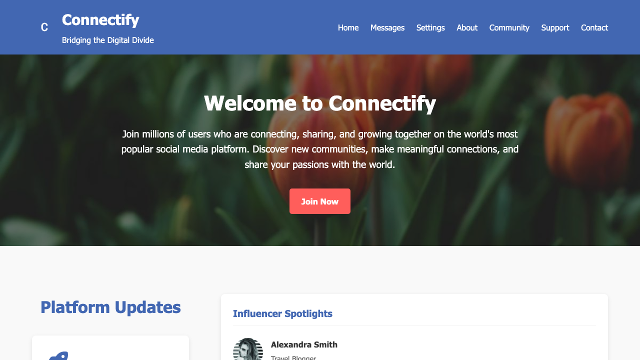 View Social Media page