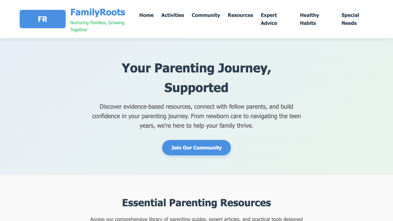 View Family and Parenting page