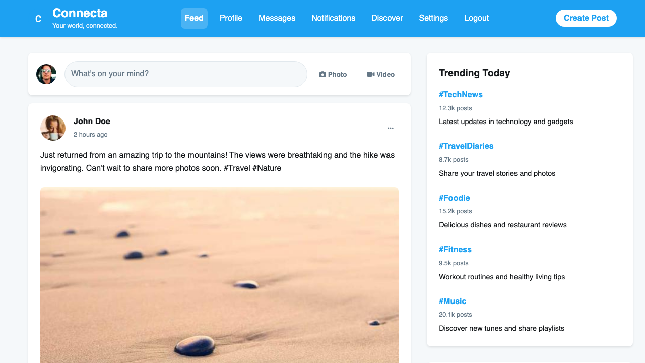 View Social Media page