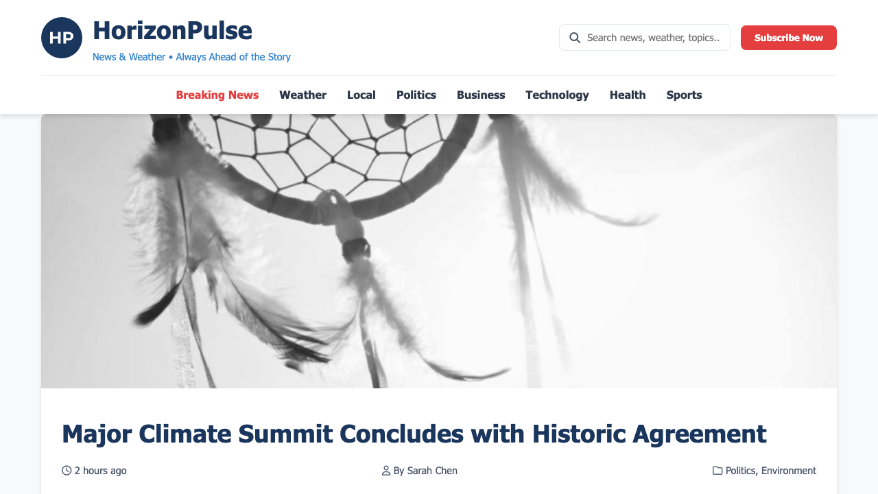 View News Weather Information page