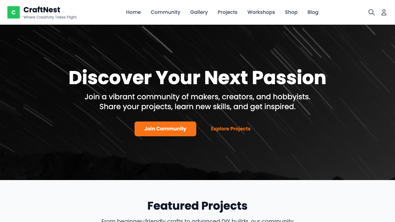 View Hobbies and Interests page