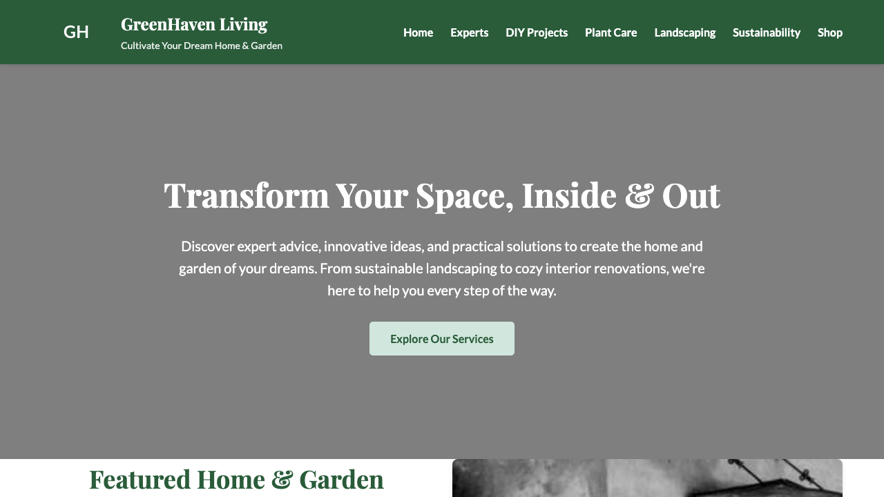 View Home and Garden page
