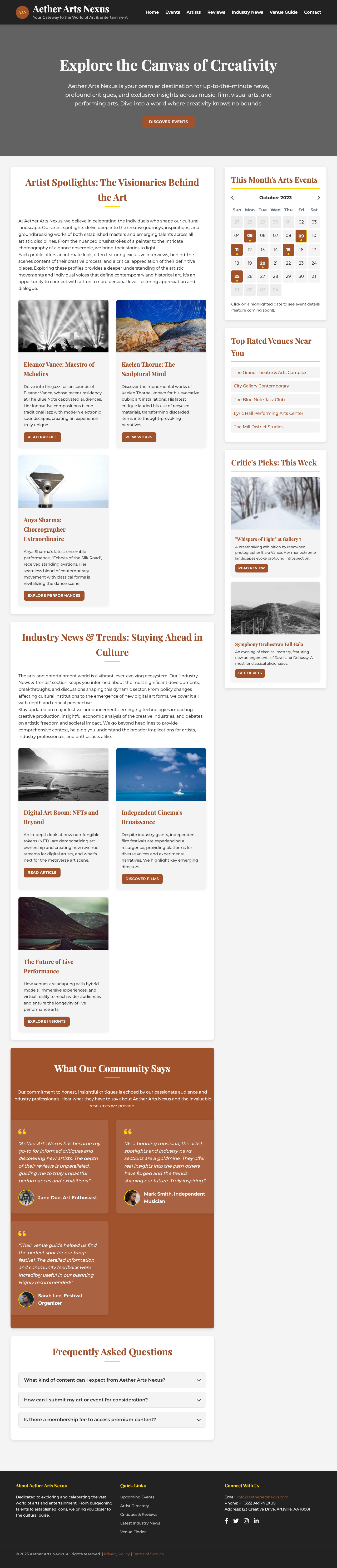 Arts And Entertainment page with AIMAC score 8.1 (27 serious violations)