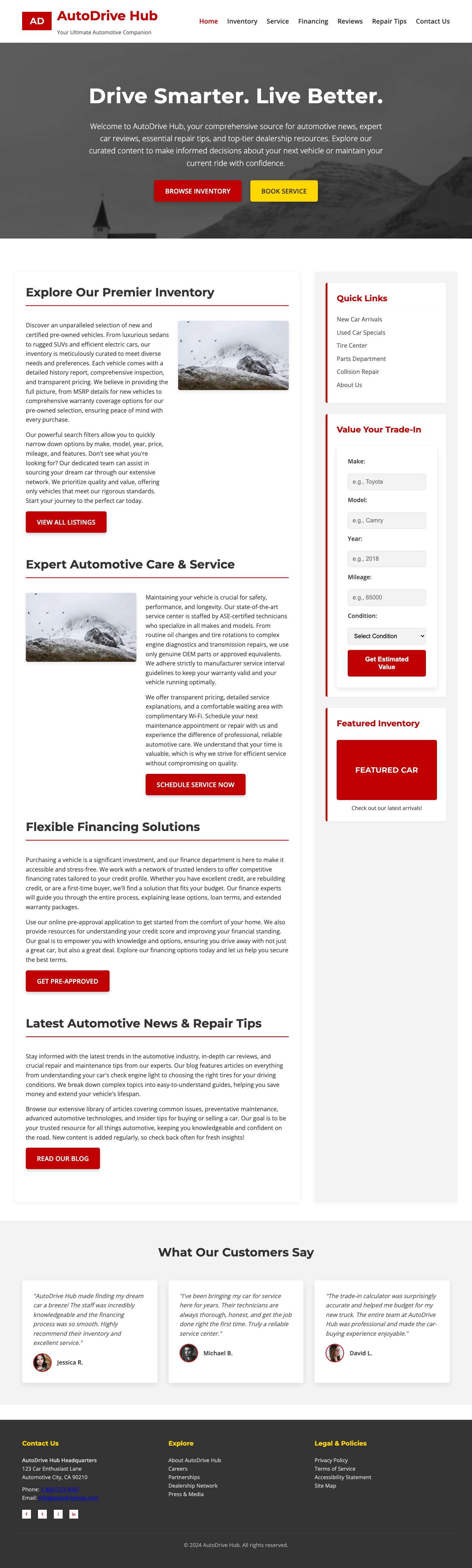 Automotive page with AIMAC score 2.7 (2 serious violations)