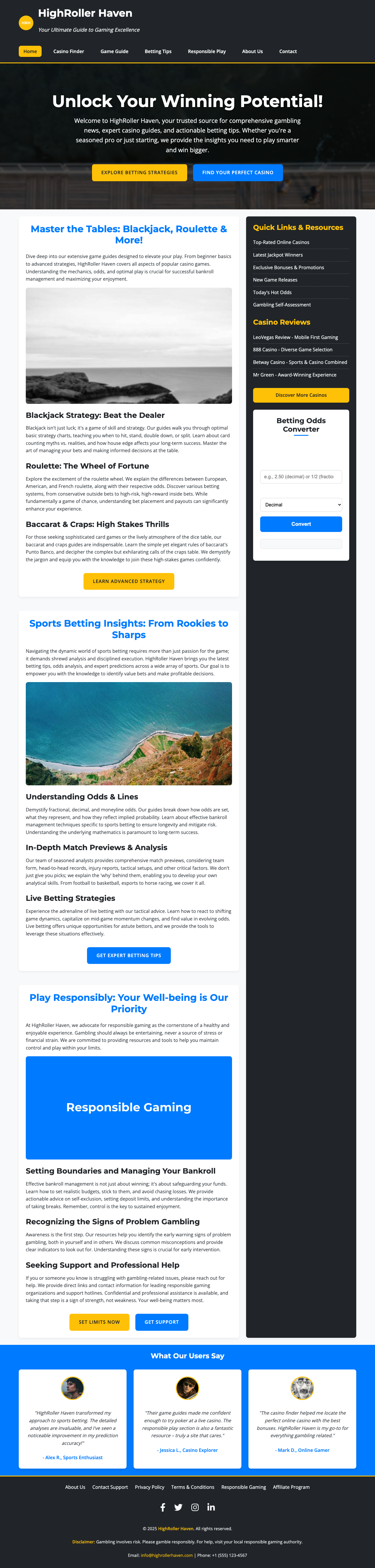 Gambling Casinos page with AIMAC score 5.9 (8 serious violations)