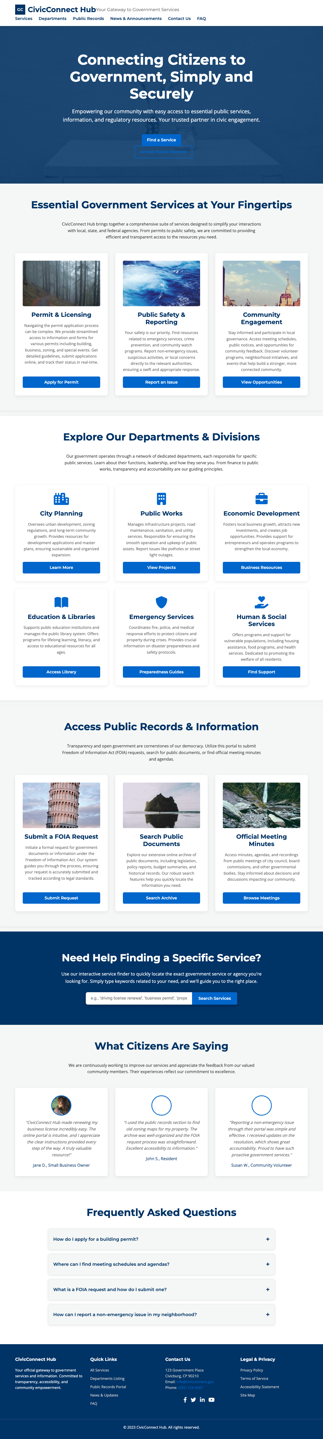 Government page with AIMAC score 2.7 (2 serious violations)