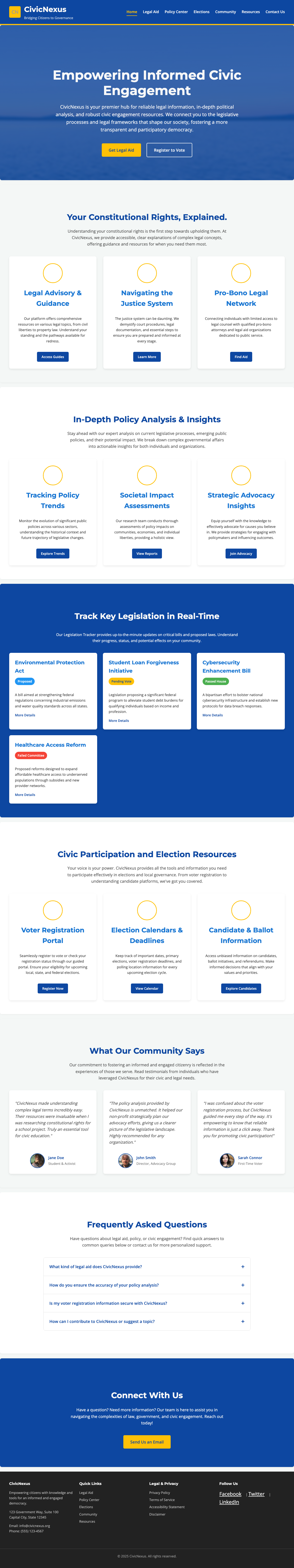 Law Government And Politics page with AIMAC score 3.7 (6 serious violations)