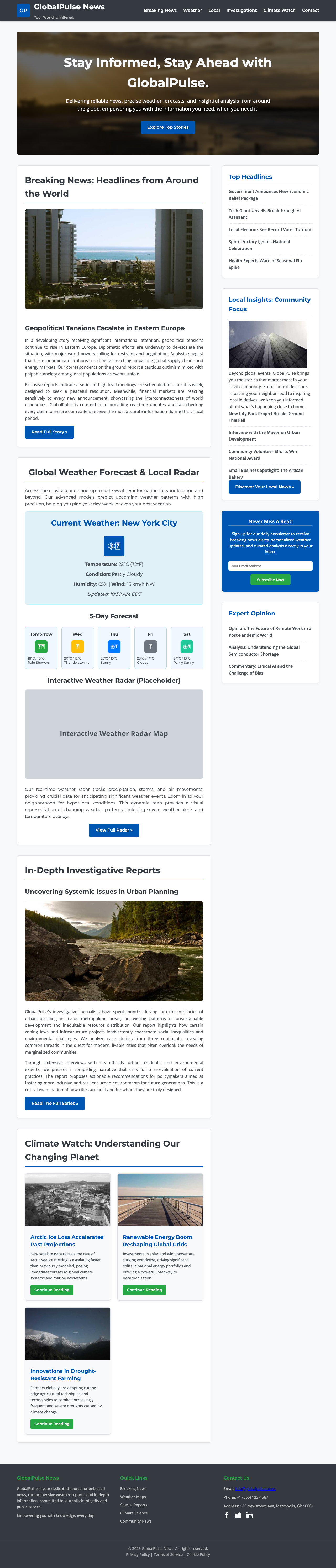News Weather Information page with AIMAC score 4 (8 serious violations)