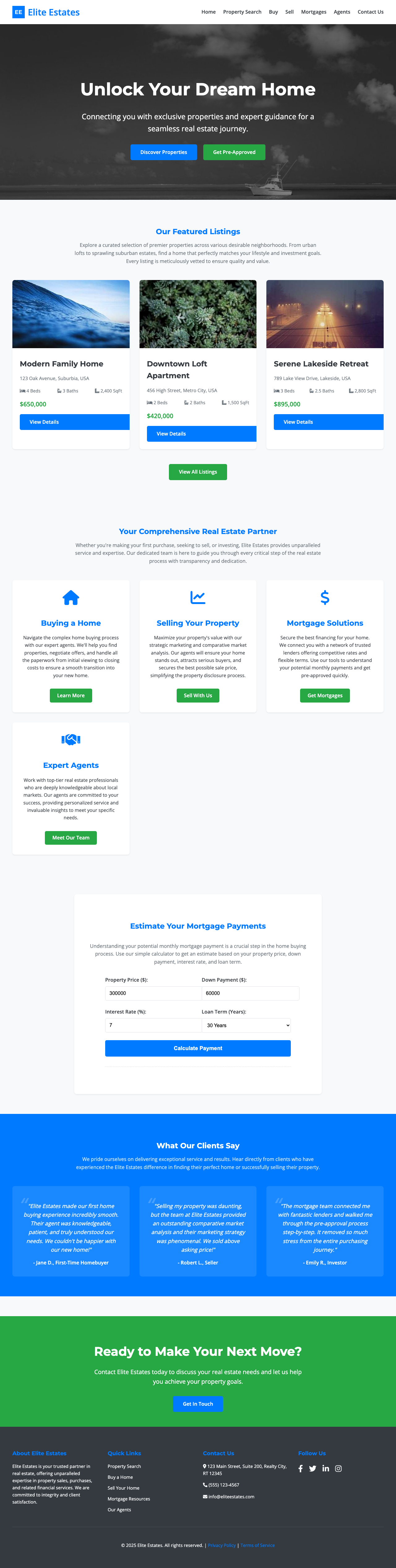 Real Estate page with AIMAC score 5.2 (28 serious violations)