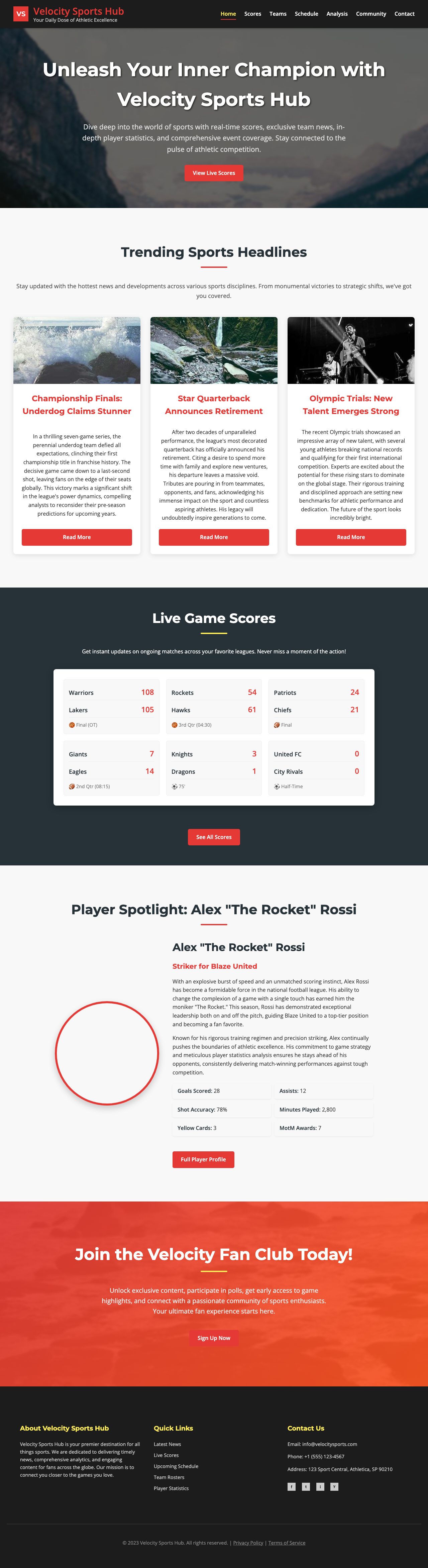 Sports page with AIMAC score 4.4 (13 serious violations)