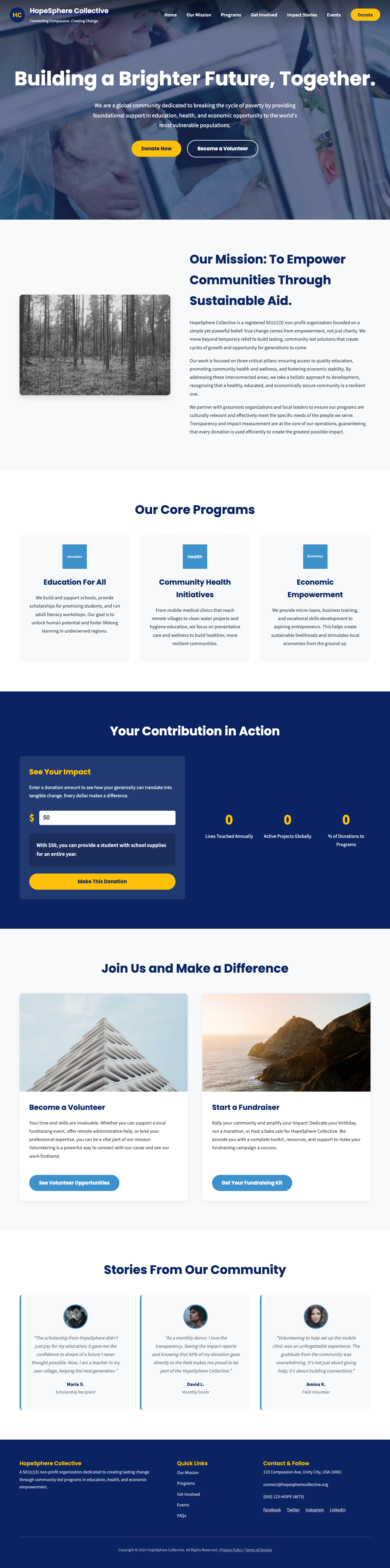 Non Profit Charity page with AIMAC score 4 (8 serious violations)