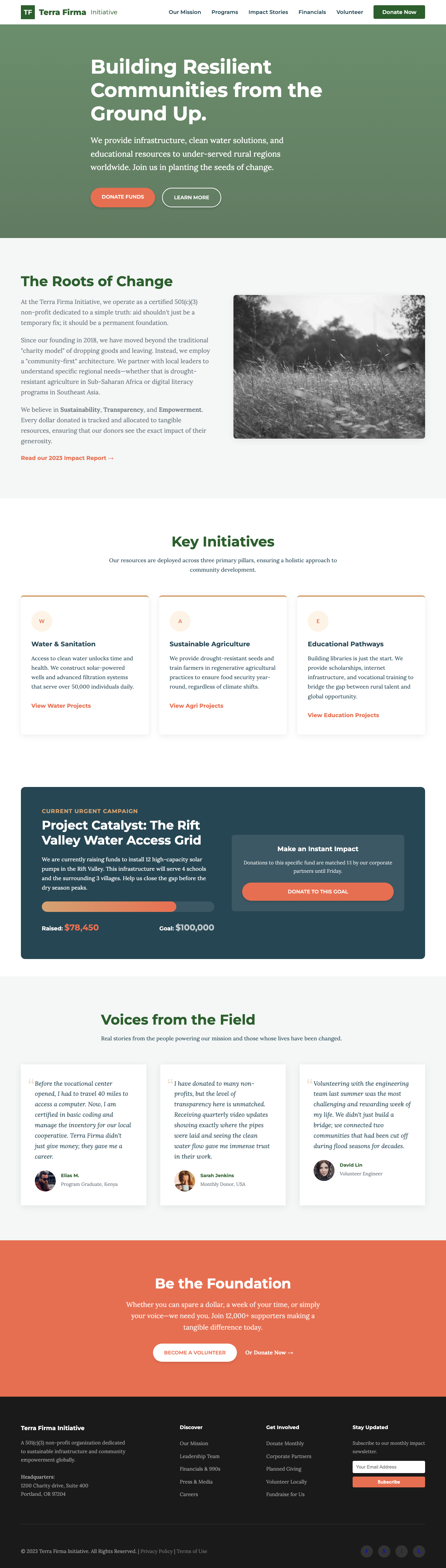 Non Profit Charity page with AIMAC score 7.8 (20 serious violations)