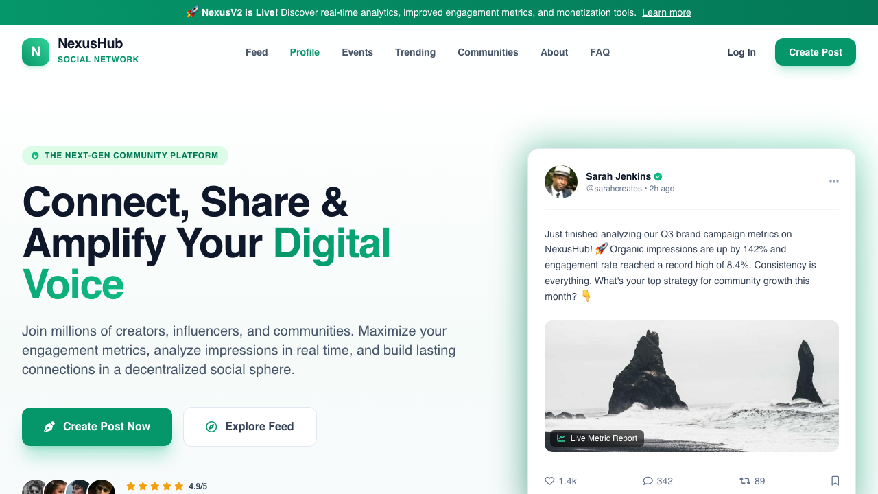 View Social Media page