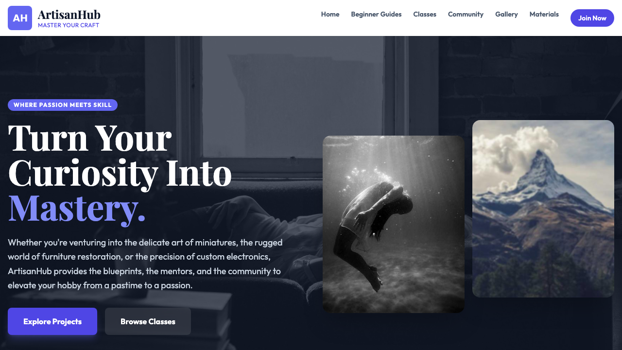View Hobbies and Interests page