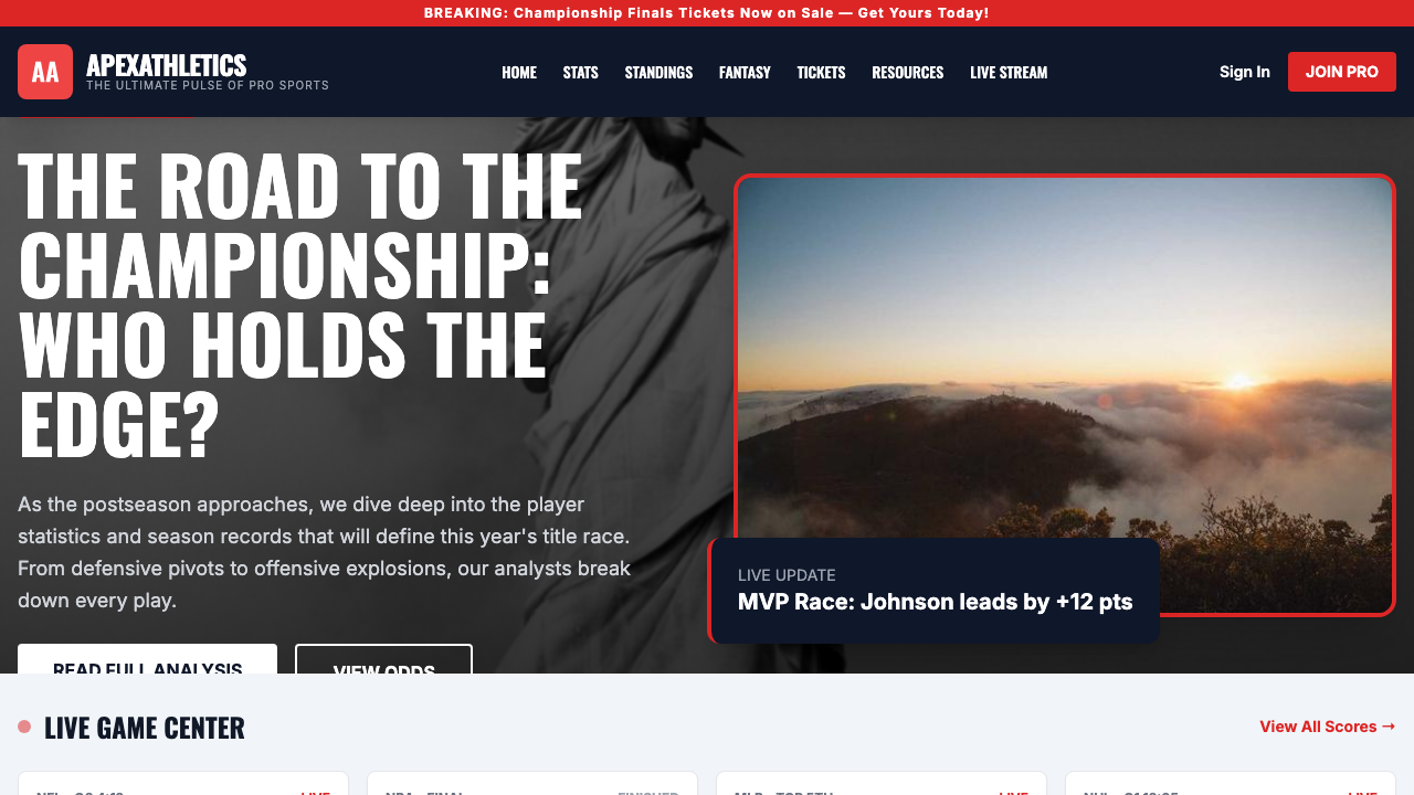 View Sports page