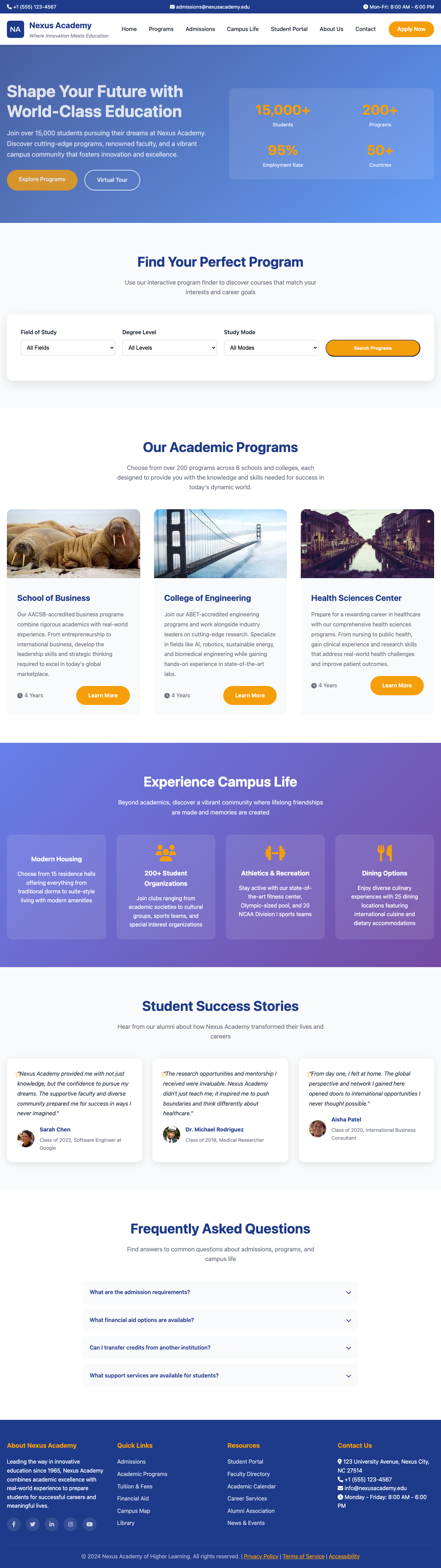 Education page with AIMAC score 7.9 (10 serious violations)