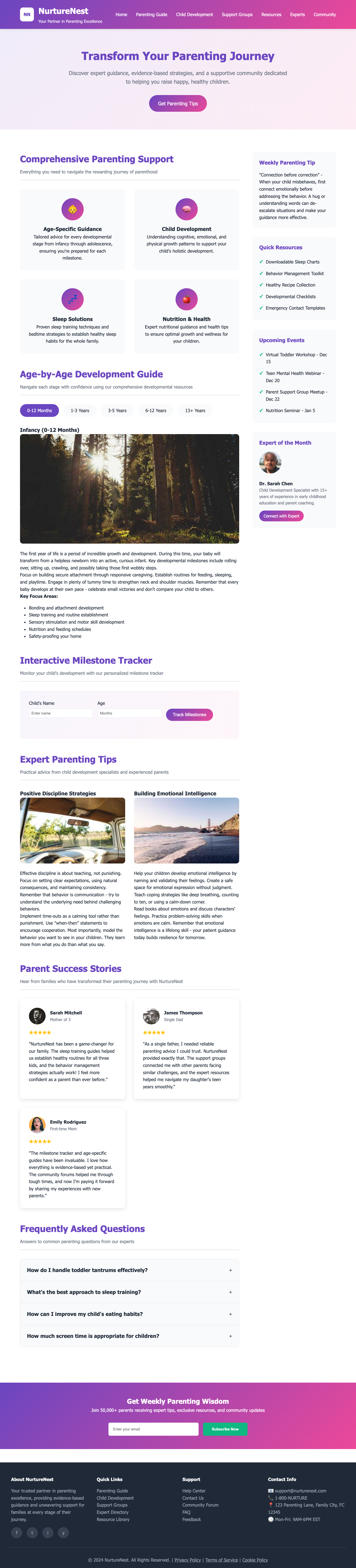 Family And Parenting page with AIMAC score 2 (1 serious violations)