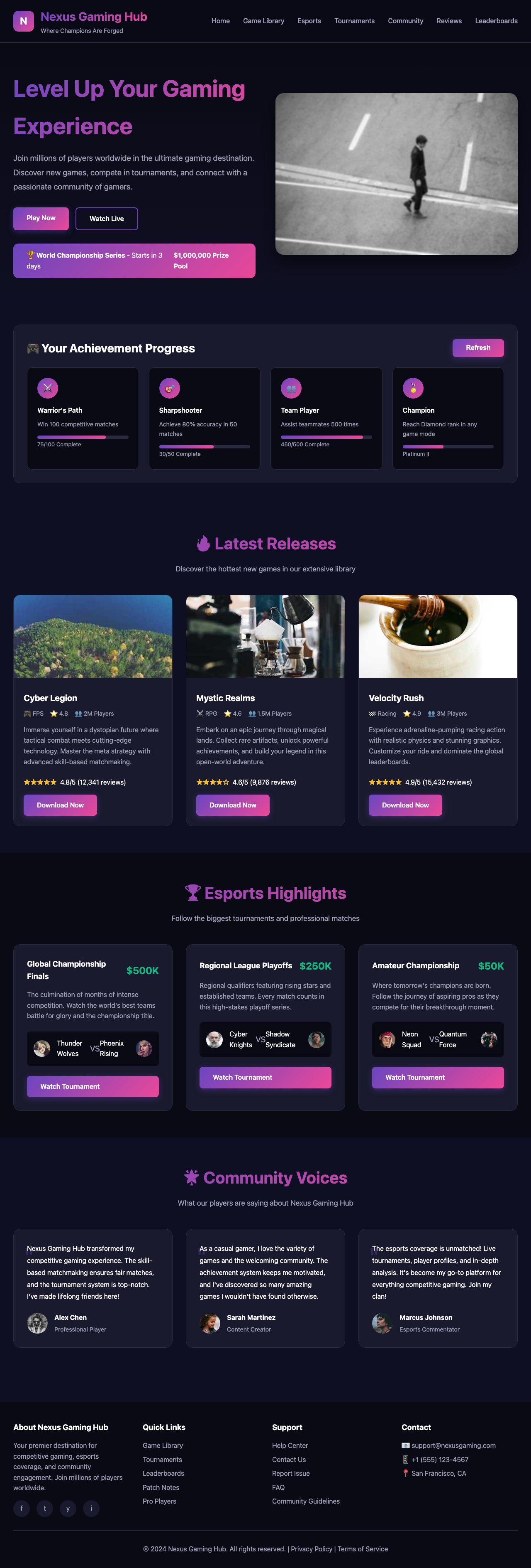 Gaming page with no accessibility violations