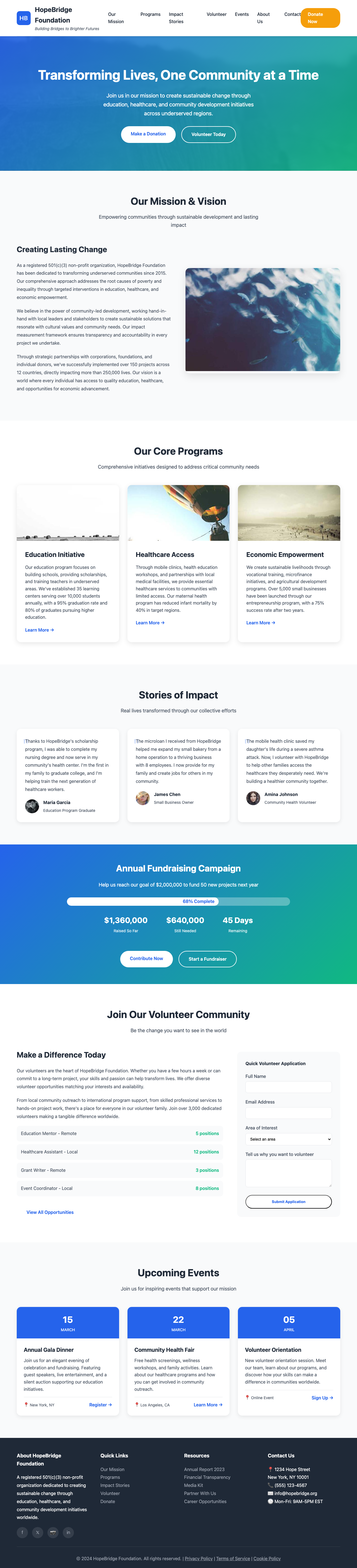 Non Profit Charity page with AIMAC score 3.9 (7 serious violations)