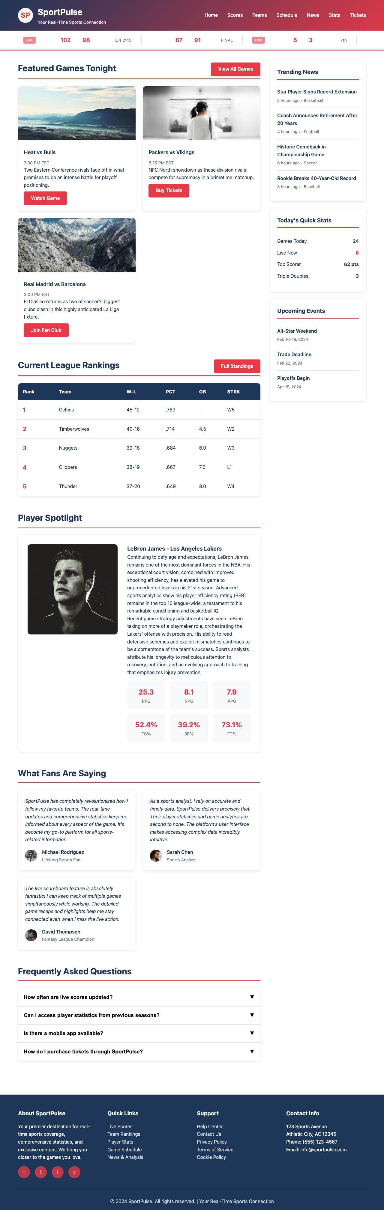 Sports page with AIMAC score 4.4 (13 serious violations)
