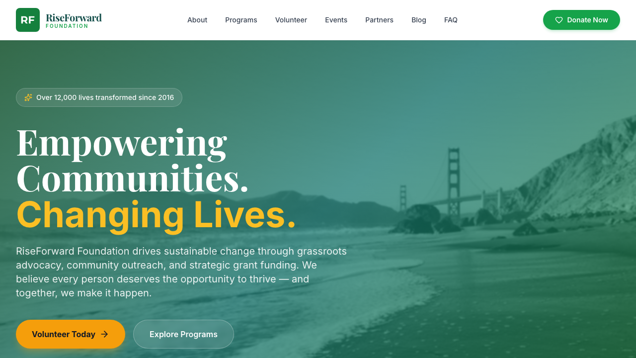 View Non Profit Charity page
