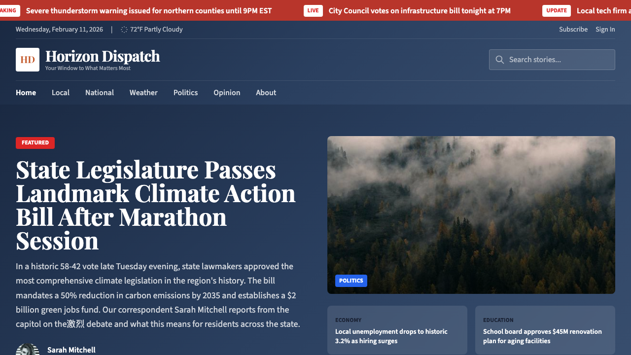 View News Weather Information page