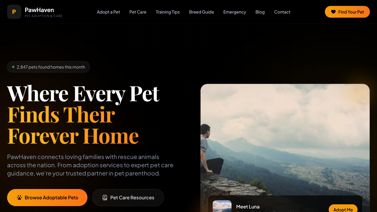 View Pets page