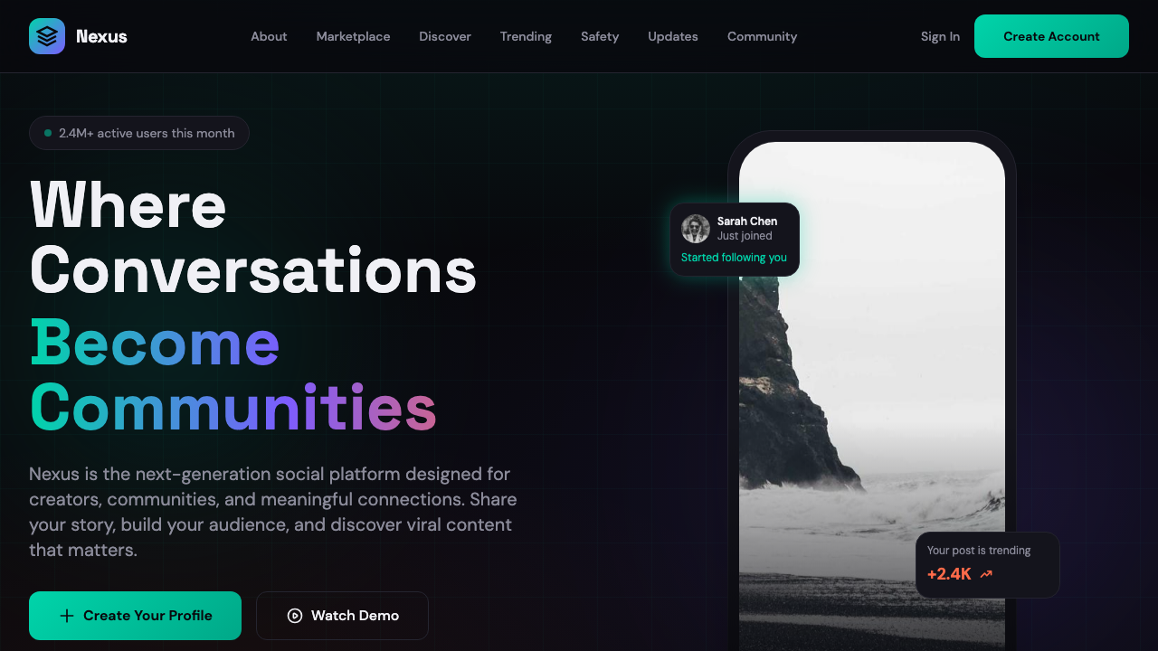 View Social Media page