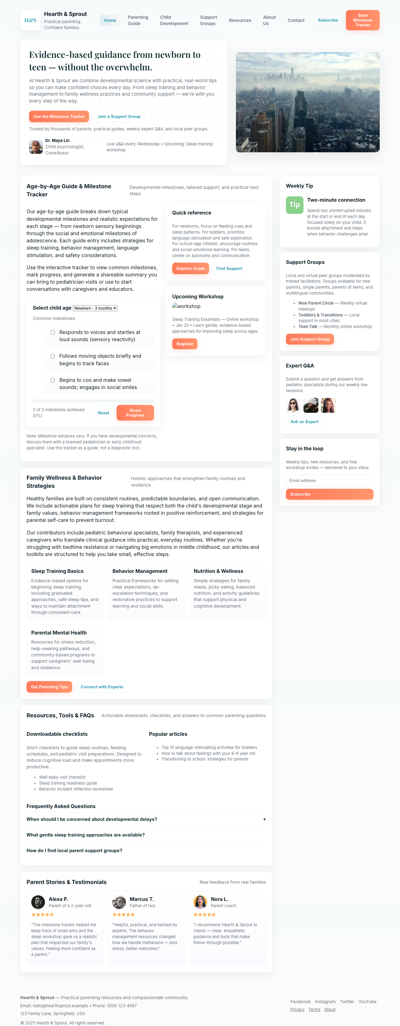 Family And Parenting page with AIMAC score 3.3 (4 serious violations)