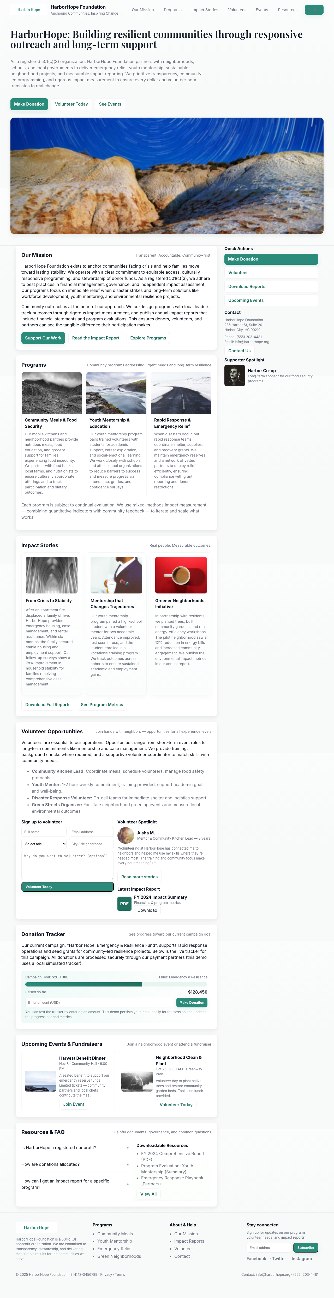 Non Profit Charity page with AIMAC score 8.9 (1 critical and 7 serious violations)