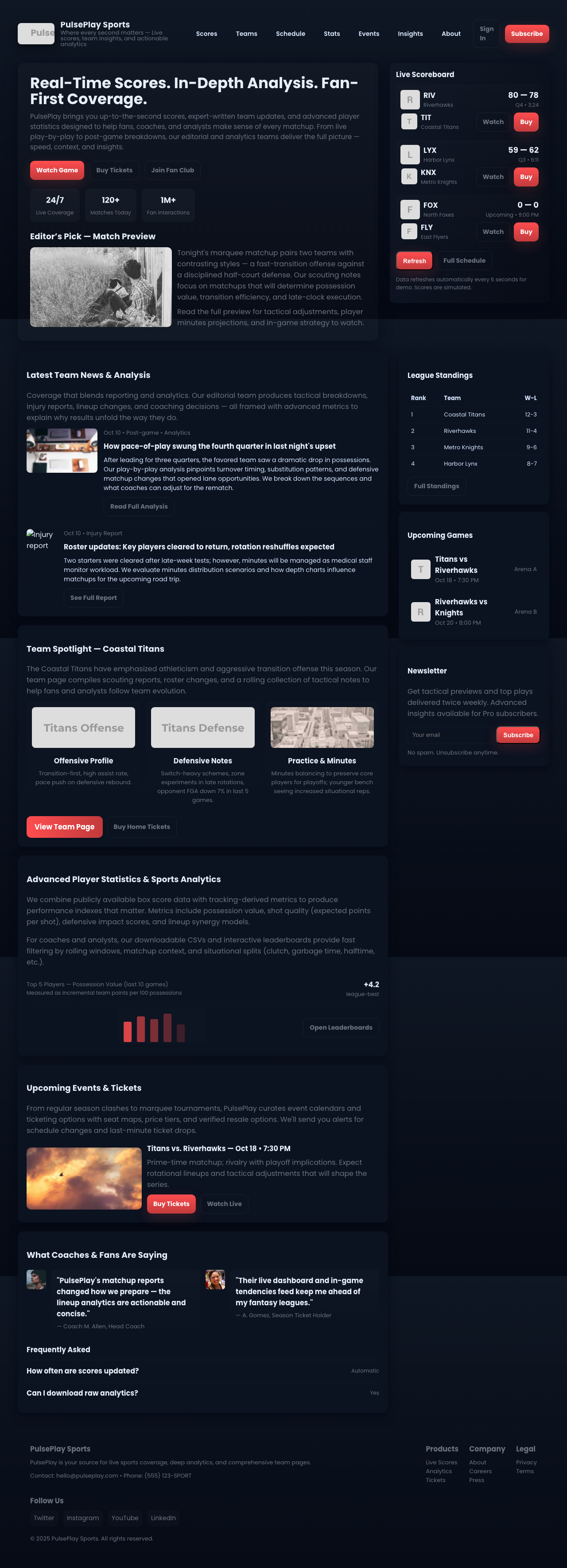 Sports page with AIMAC score 10.1 (33 serious violations)