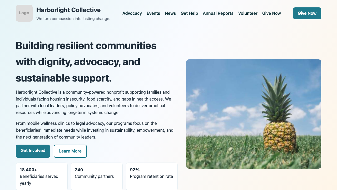 View Non Profit Charity page