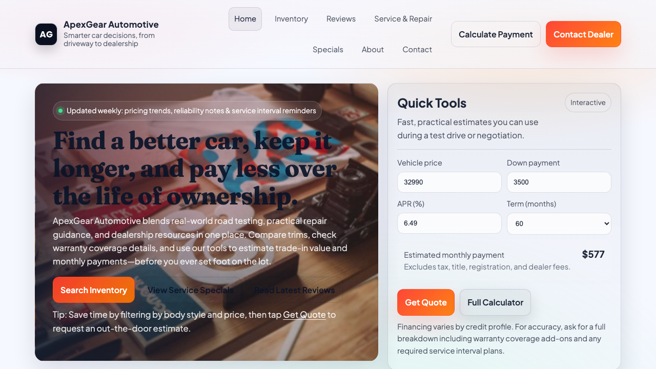 View Automotive page