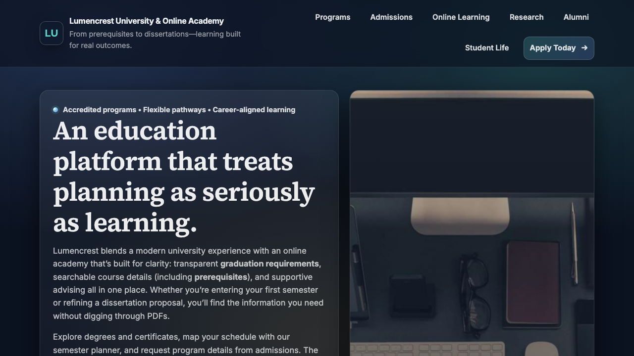 View Education page