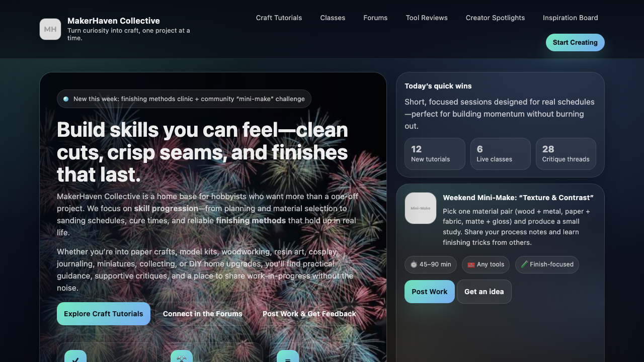 View Hobbies and Interests page