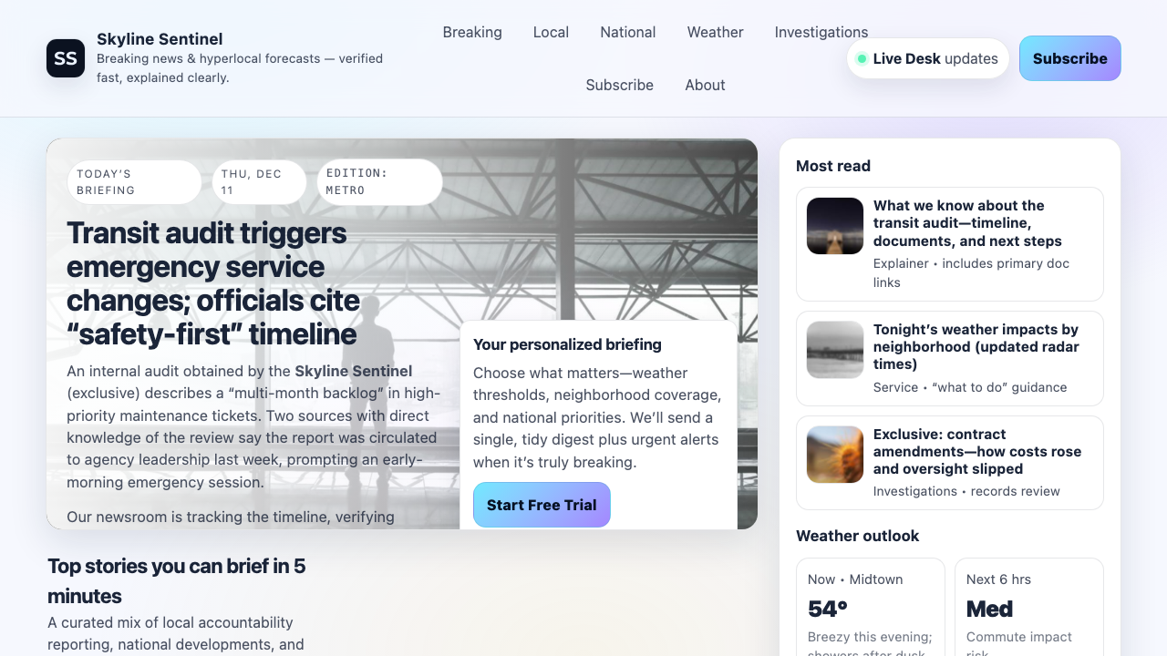 View News Weather Information page