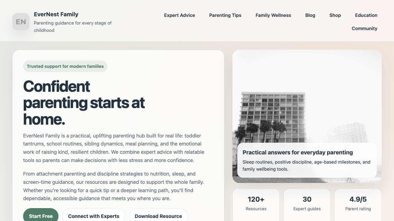 View Family and Parenting page