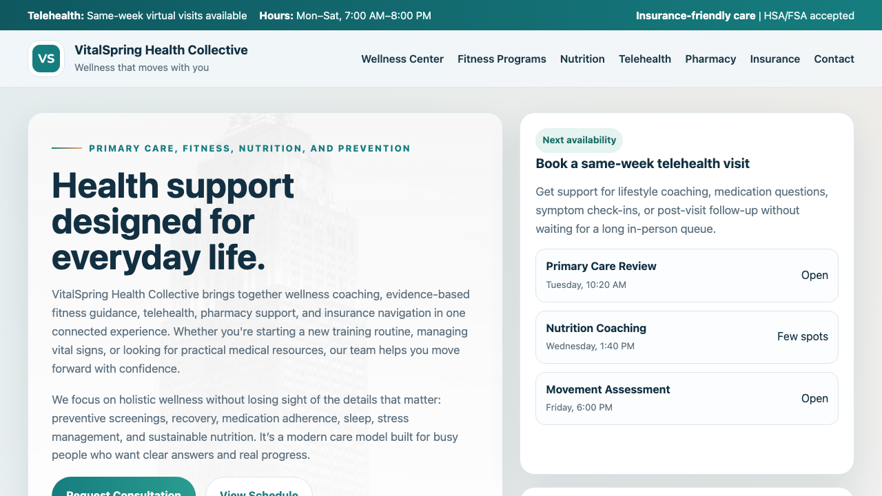 View Health and Fitness page